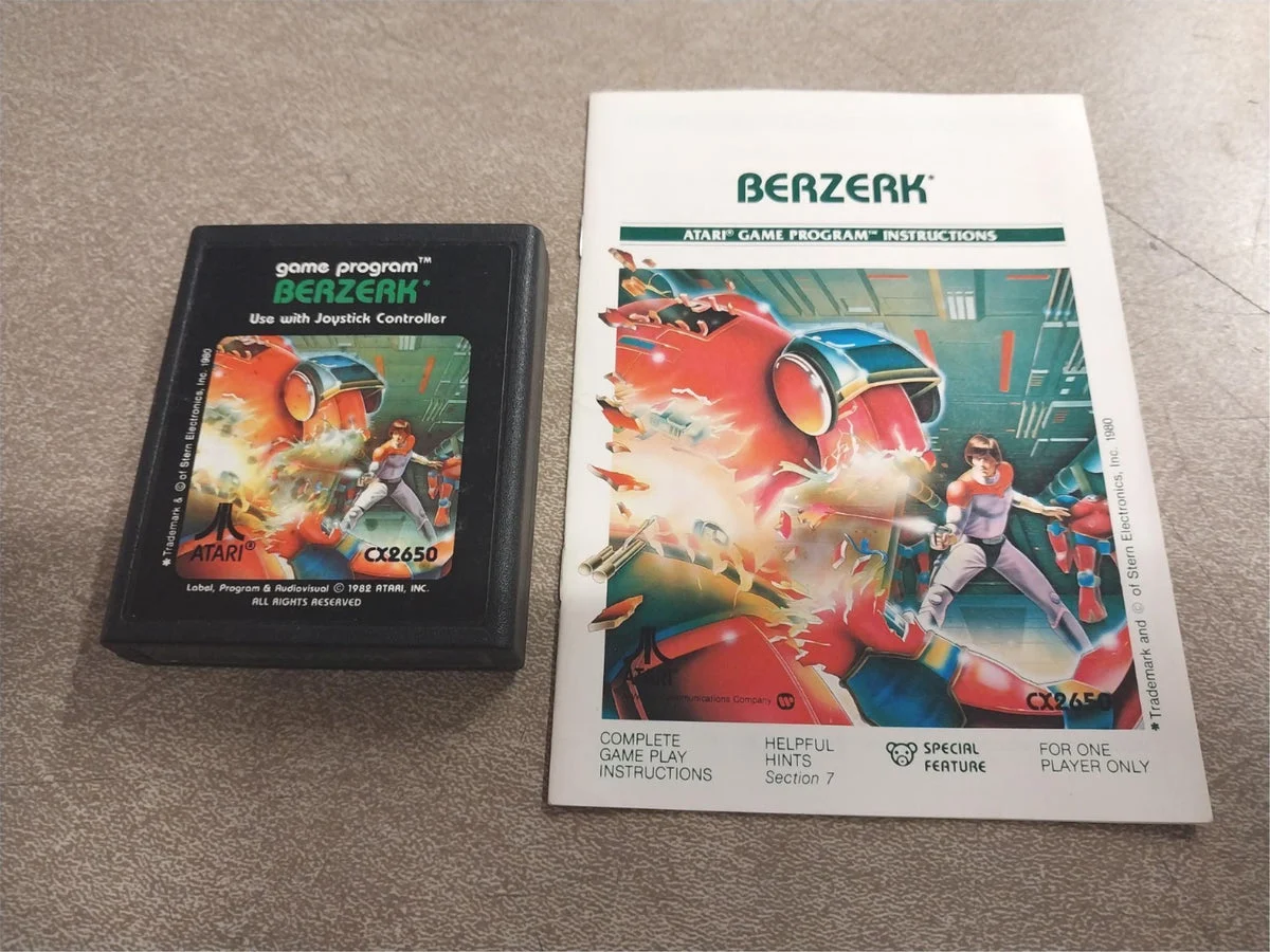 1980 Game Program Berzerk Atari Video Game CartridgeInstructions CX2650
