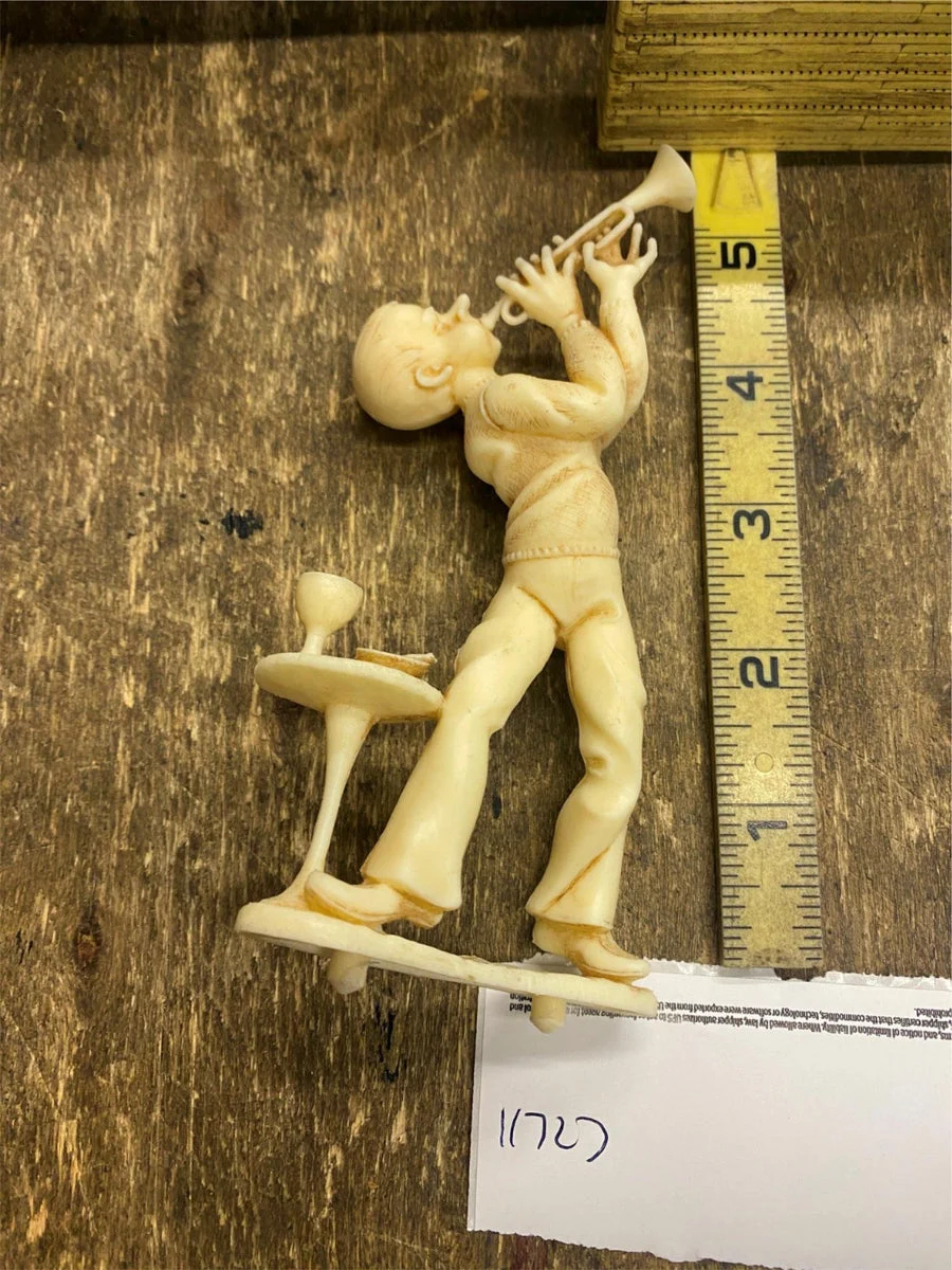 5"Jazz Band Colllectibl Trumpet Player Statue Figurine Night Club Vtg Decor Art