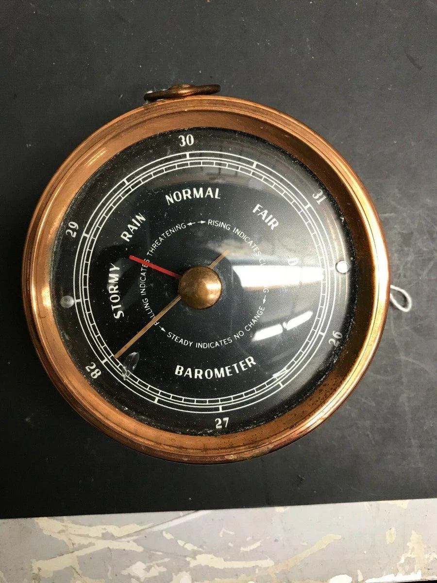 BAROMETER INSTRUMENT MEASURING ATMOSPHERIC PRESSURE ROSE GOLDNEEDLE BROKEN