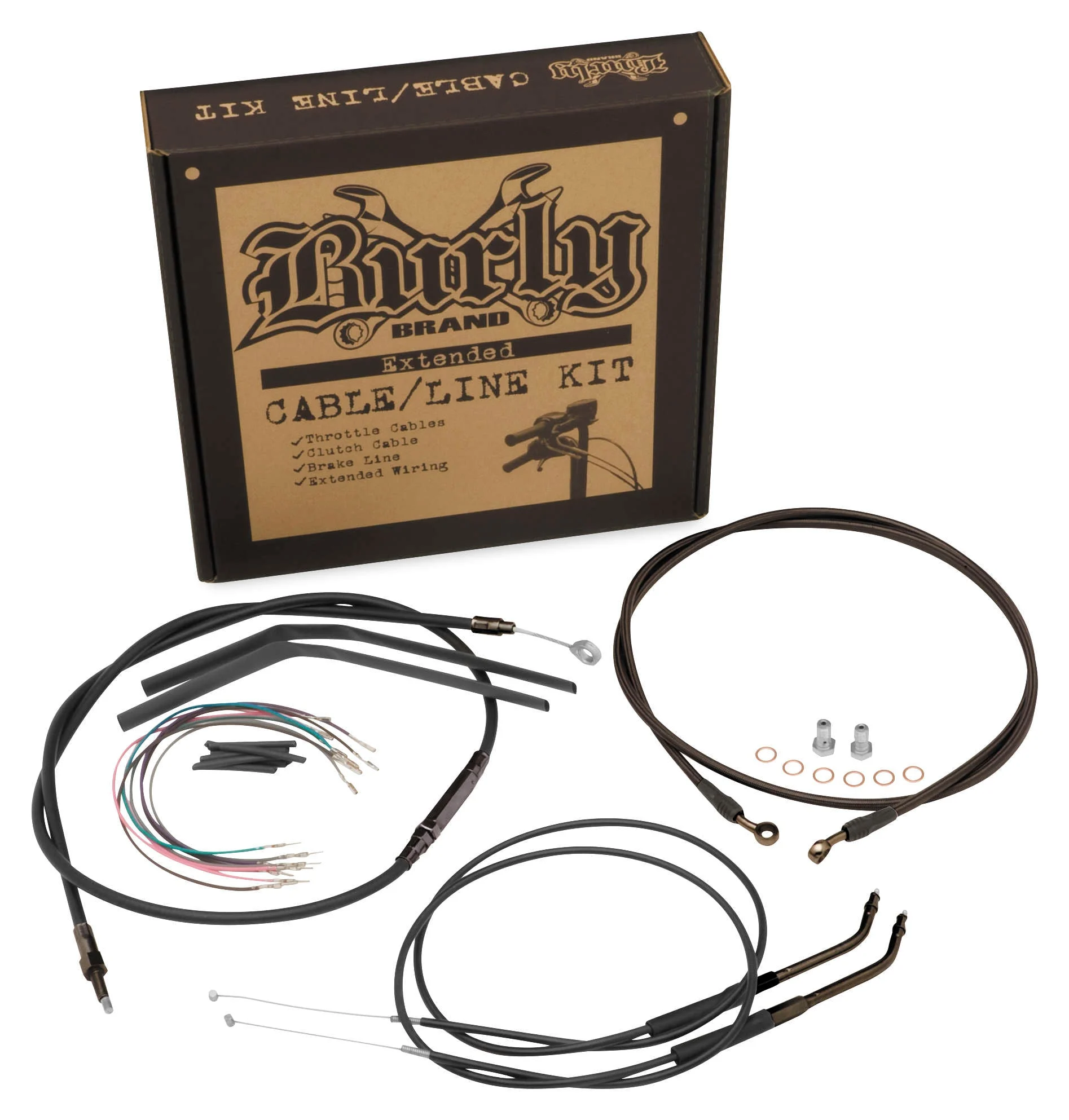 Burly Brand B30-1148 Black Vinyl Handlebar Cable & Brake Line Kit for Jail Bars - 14in.