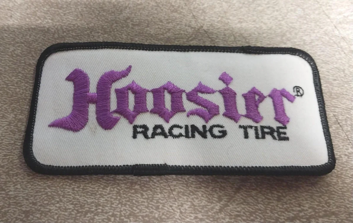 Hoosier Racing Tire Authentic Vintage Patch 70s 80s Drag Purple Logo Black Borde