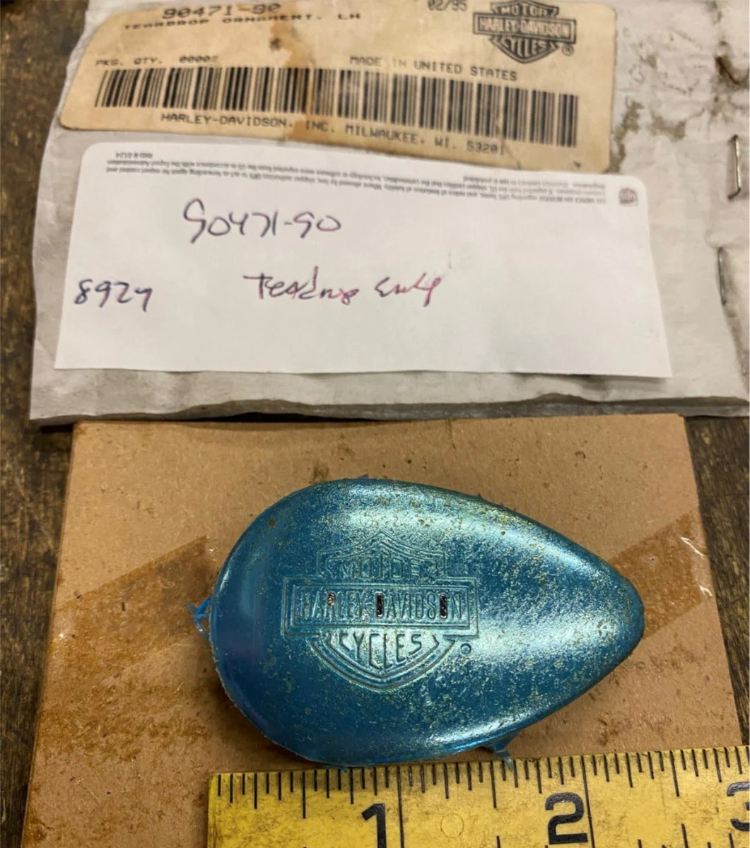 OEM Harley Teardrop Saddlebag Trim Emblem Heritage Softail FLSTC Bar Shield logo