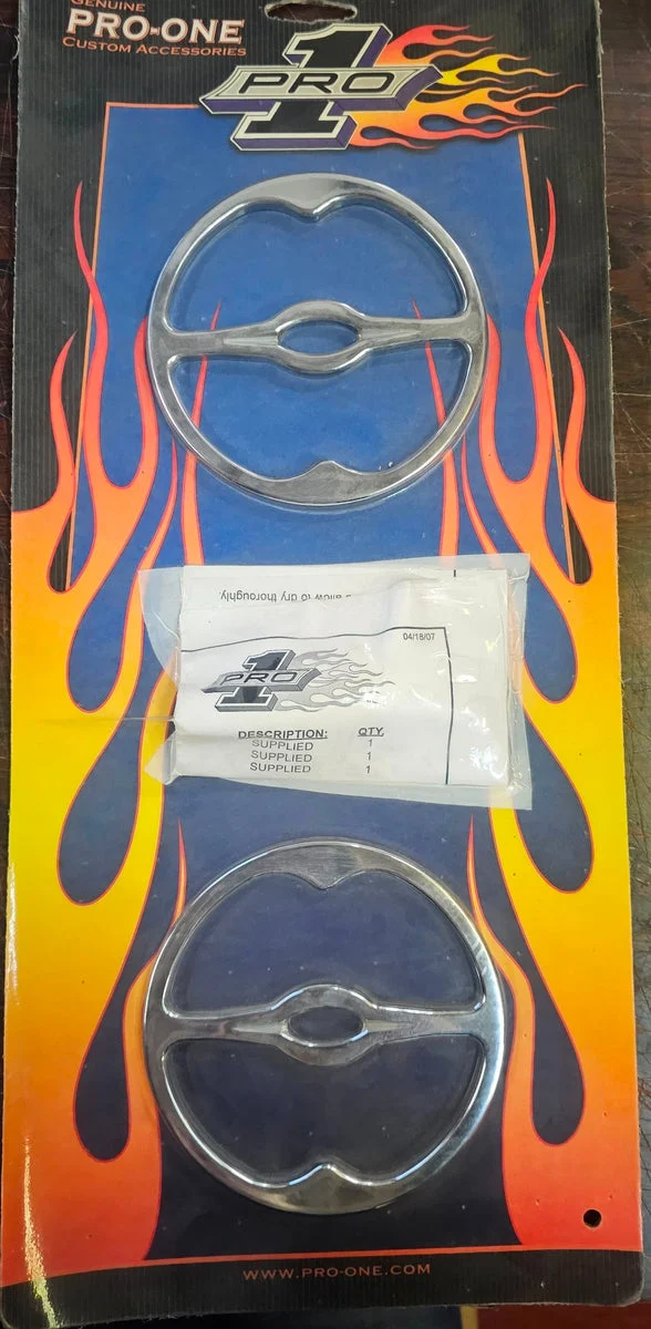Pro-One Chrome Front Pair Speaker Trims NOS 1996-2007 Harley ElectraGlide