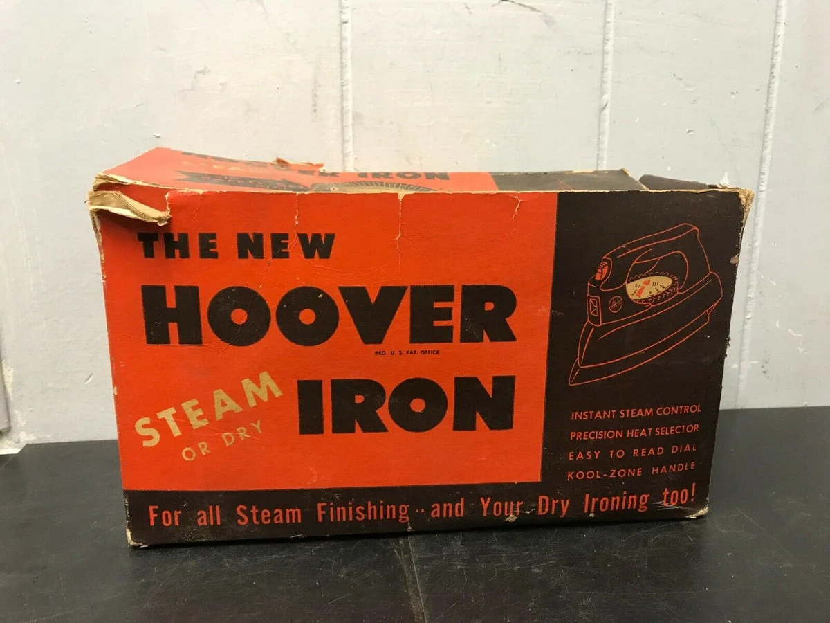 VINTAGE HOOVER STEAM OR DRY IRON 011 BOX & INSTRUCTION BOOKLET NO IRON BOX ONLY
