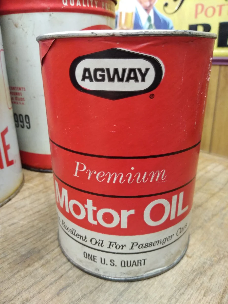 Vtg 1 US Quart Agway Premium SAE 10W 30 Motor Oil Metal Can