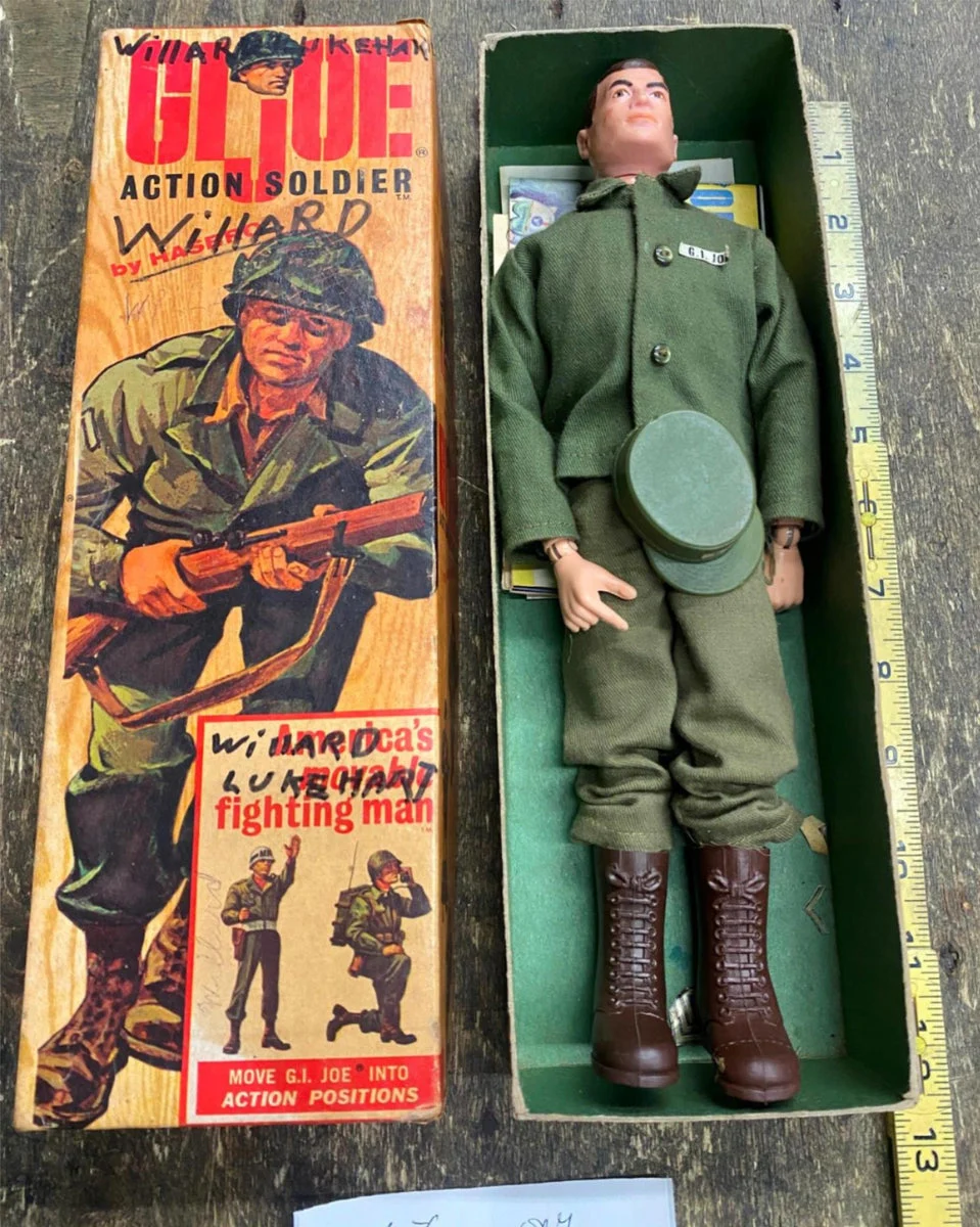 Vtg 1964 GI Joe Hasbro Marine Scar Face Orig Box Dog Tag 7500 Action Figure Brow
