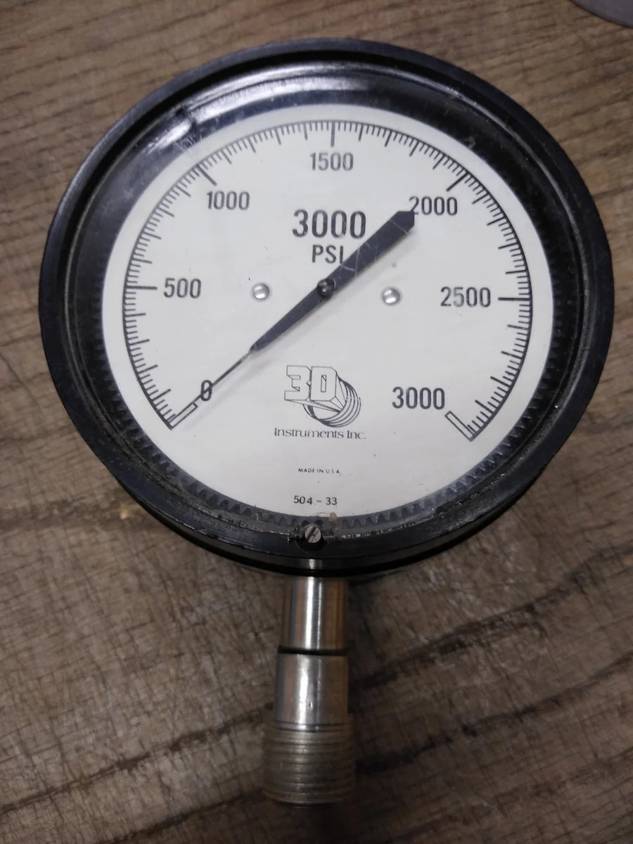 Vtg 3D Instruments Inc 0-3000 PSI Pressure Gauge 4.5"