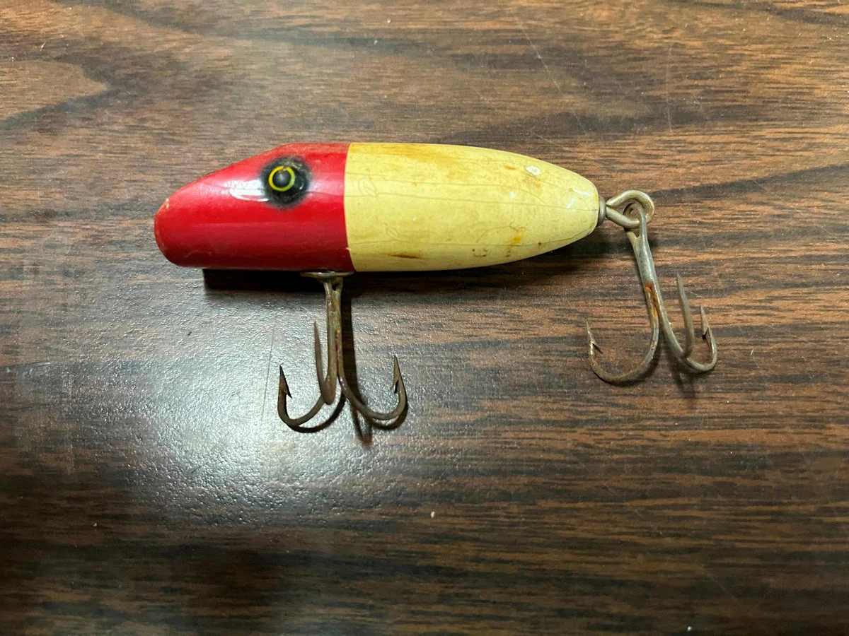 VTG antique 1918 South Bend Oreno Crankbait Wooden Fishing Lure Red Head