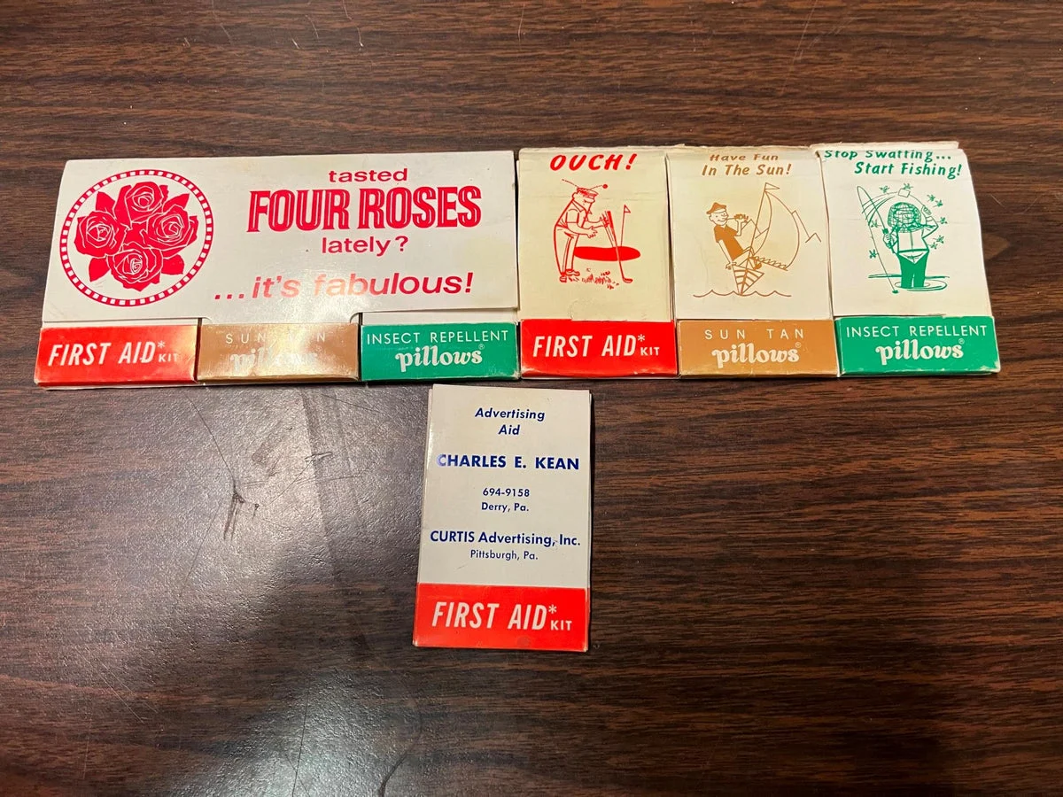 VTG Mid Century 1950s Lot of 2 Kessler Promotional Lotion Pocket First Aid pack