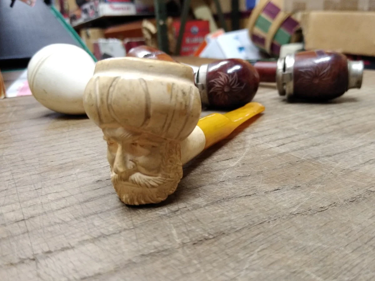 Vtg Moderately Smoked Meerschaum Sultan w/Turban Smoking Tobacco Pipe Nice Shape