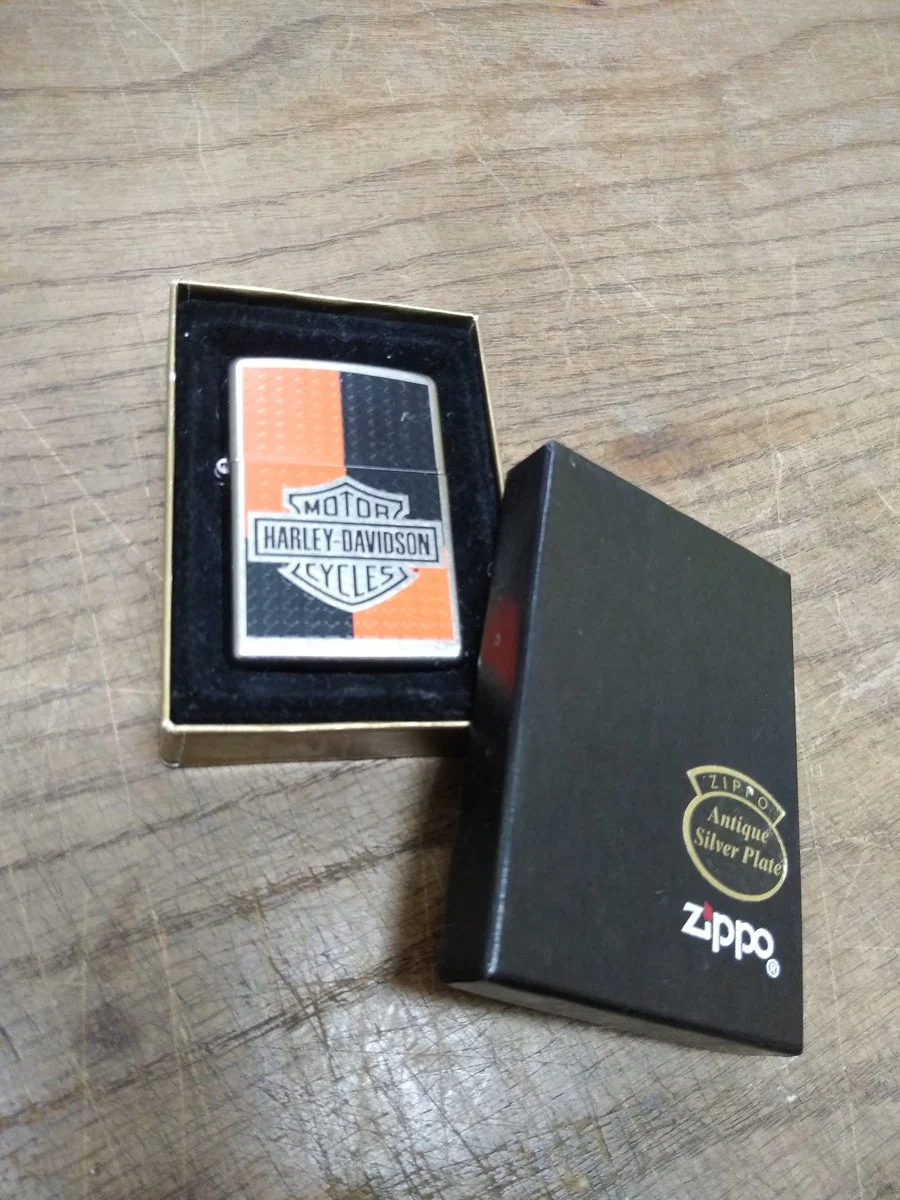 Vtg NOS Sealed 2009 ZIPPO Harley Davidson Diamond Plate Cigarette Lighter w/Box!