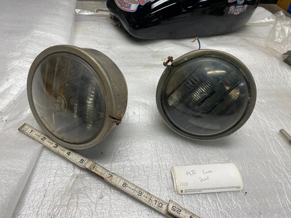 Vtg Per Lux 200T Fog Lights Lamps Hot Rat Rod Auto Truck Jeep Tractor Louvered